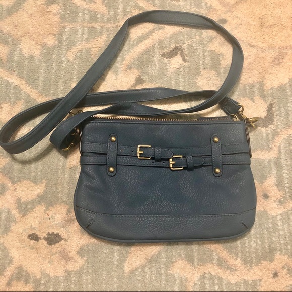 Blue leather satchel - Picture 1 of 2
